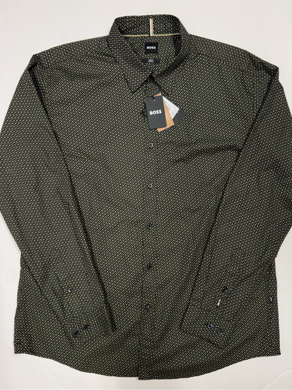 NEW BOSS MEN'S XL ROAN SLIM FIT STRETCH LONG SLEEVE BUTTON UP SHIRT GREEN $198 - Picture 4 of 12